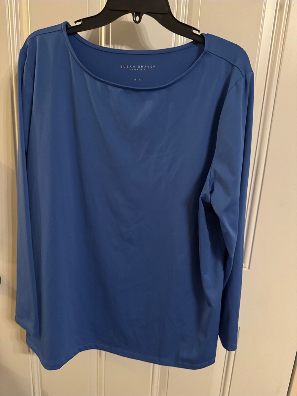 Susan Graver Royal Blue Long-Sleeve Scoop Neck Top